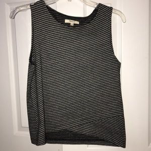 Gray and Black Striped Crossover Tank